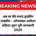 अब घर बैठे बनाएं ड्राइविंग लाइसेंस – ऑनलाइन आवेदन प्रक्रिया शुरू! पूरी जानकारी 2025