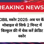 CIBIL स्कोर 2025: अब घर बैठे मोबाइल से सिर्फ 2 मिनट में बिल्कुल फ्री में चेक करें क्रेडिट स्कोर
